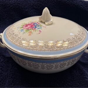 Vintage Taylor, Smith & Taylor Floral Ceramic Serving Tureen with Lid.